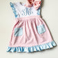 Personalized Girl's Monogrammed Dress with Matching Velvet Bow - Savannah Creations
