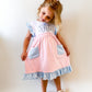 Personalized Girl's Monogrammed Dress with Matching Velvet Bow - Savannah Creations