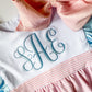 Personalized Girl's Monogrammed Dress with Matching Velvet Bow - Savannah Creations