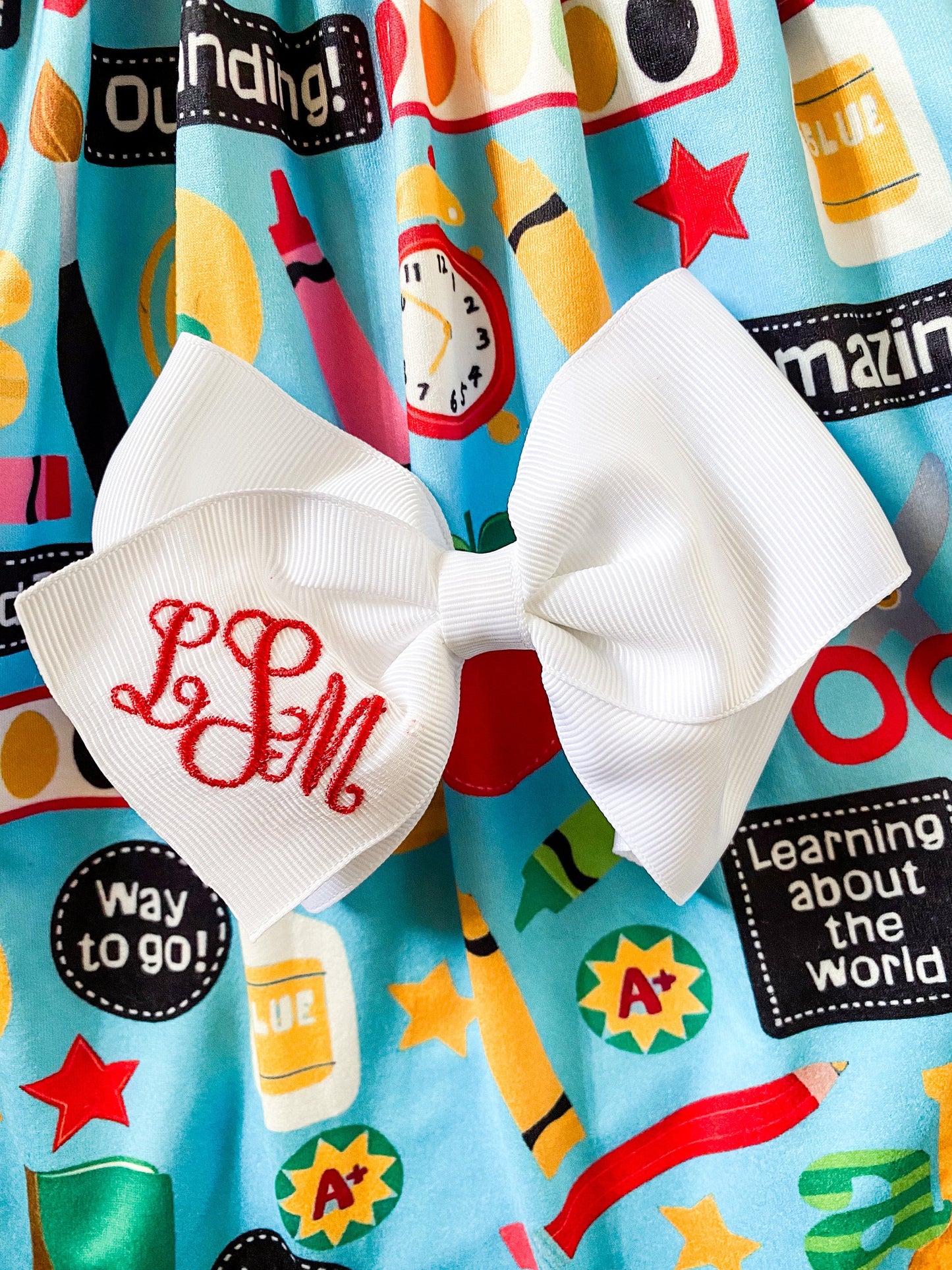 Personalized Girls' Back to School Dress & Bow Set - Savannah Creations