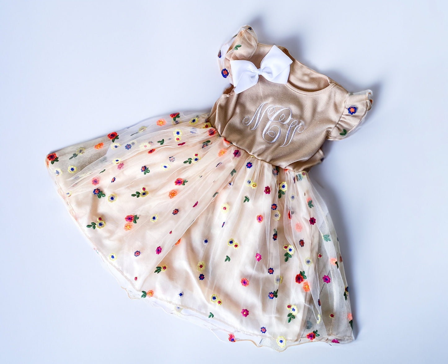 Personalized Spring Blossom Embroidered Dress for Girls - Savannah Creations