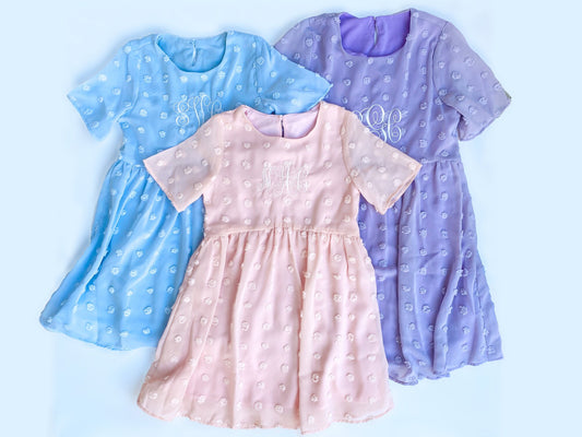 Girls Monogrammed Pastel Dress