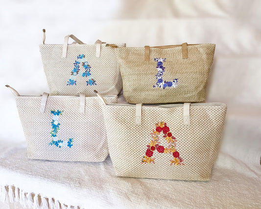 Floral Embroidered Tote