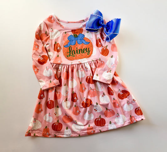 Girl's Pumpkin Dress and Bow