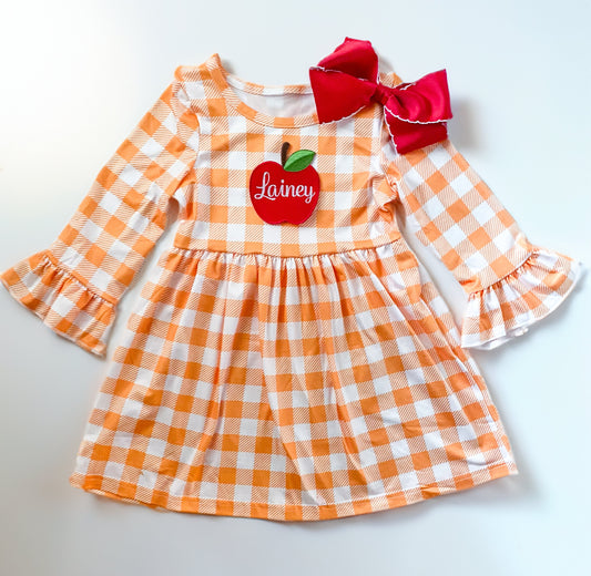 Ruffle Sleeve Monogrammed School Dress