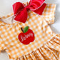 Girls Yellow Checkered Apple Dress
