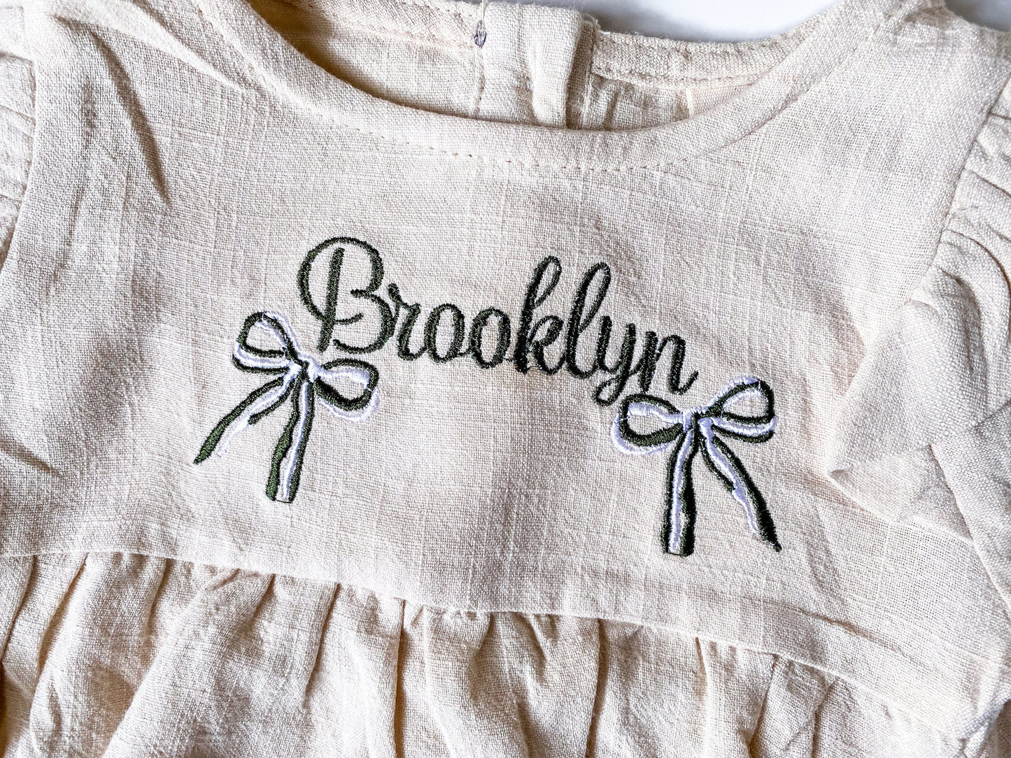 Monogrammed Cotton Linen Romper Set