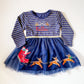 Blue Santa Tutu Dress with Gold Belt