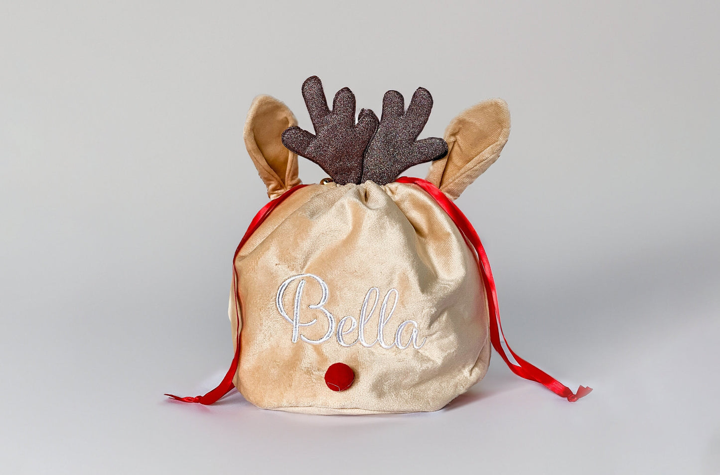 Velvet Reindeer Monogrammed Gift Sack