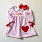 Girls Monogrammed Valentine's Day Gingham Dress And Matching Hair Bow