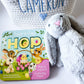 Baby Monogrammed Customized Easter Basket with Book and Bunny