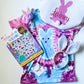 Teen/Tween Girl Monogrammed Customized Easter Basket, Girly Easter Gift, Easter Activity And Accessories with Tie-Dye Bunny Shirt